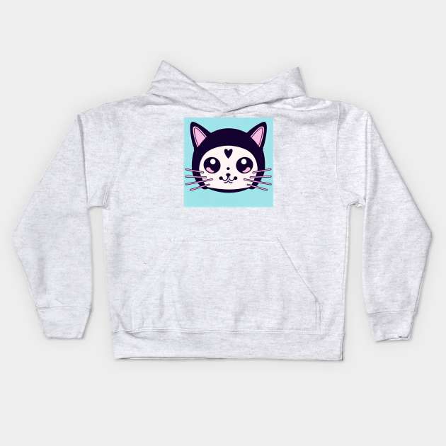 Cartoon cat character icon logo Kids Hoodie by DyeruArt